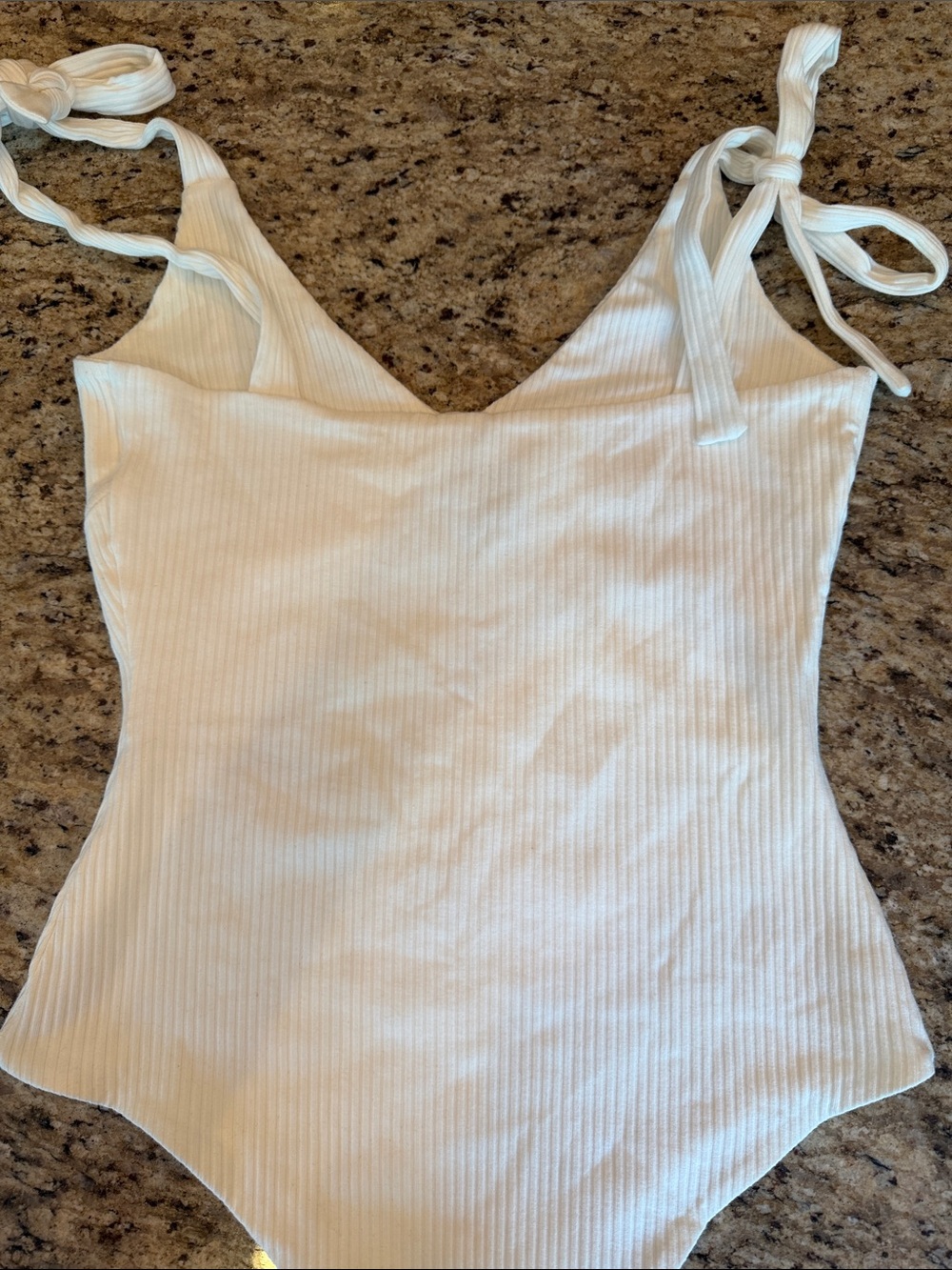 Princess Polly Knot-Shoulder Ribbed One-Piece Bodysuit - White - Picture 2 of 3